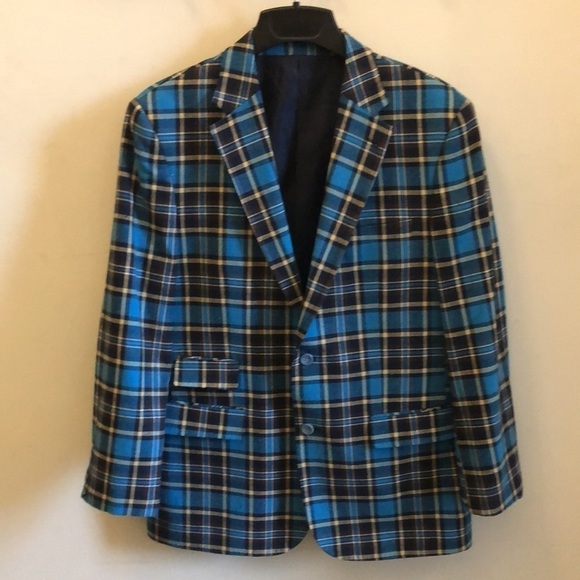 Biarelli Men’s Sport Jacket Blazer Plaid Italian Wool Blend Size Medium - Picture 5 of 11